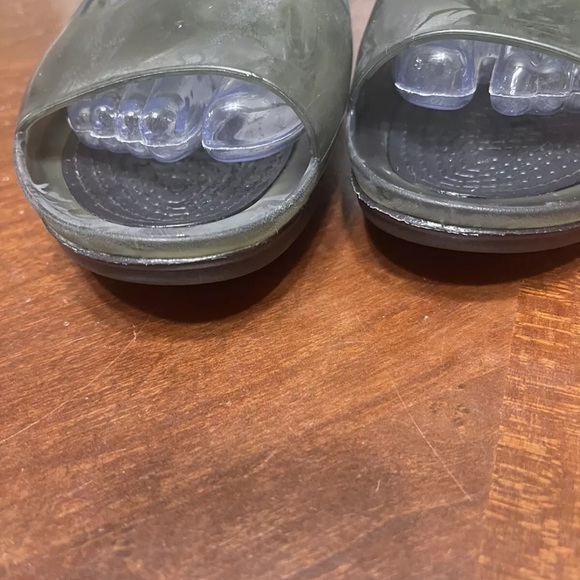 Crocs Shoes  Slingback Flats Translucent Sandals Smoke - Picture 3 of 9